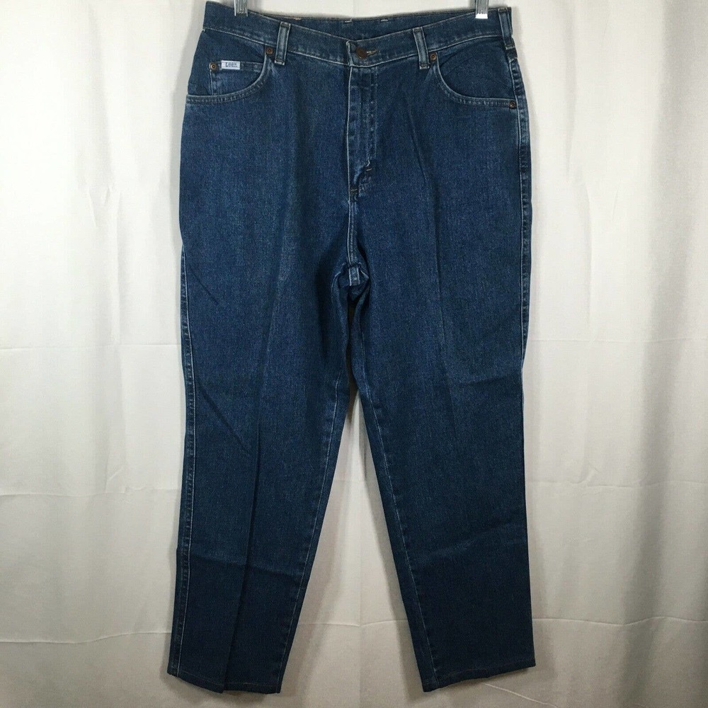 Lee Jeans Womens Sz 14S Short Blue Dark Wash High Rise Vintage Classic Mom